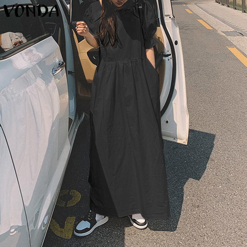 Đầm Dài VONDA Thiết Kế Ngắn Tay Màu Trơn Thời Trang Cho Nữ | BigBuy360 - bigbuy360.vn