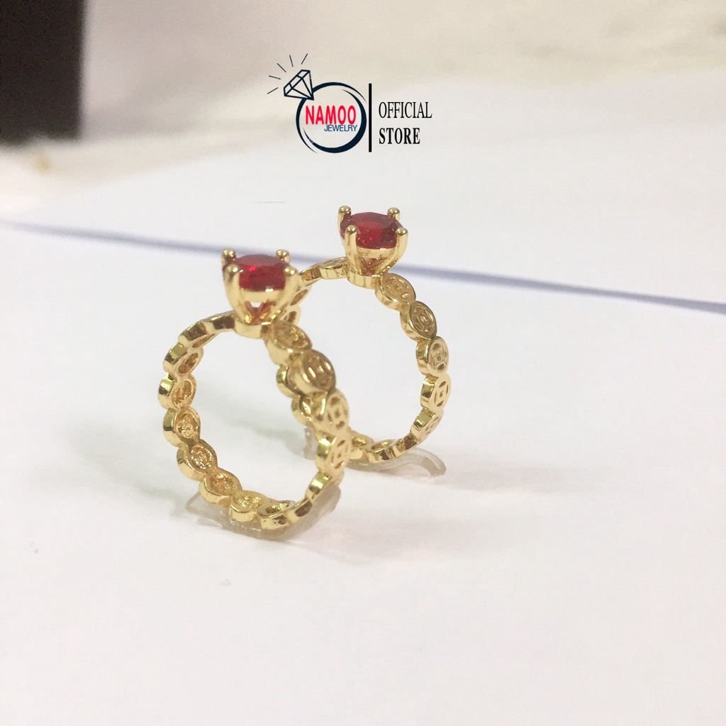 Nhẫn Đính Đá Đỏ Nữ Mạ Vàng N028 Namoo Jewelry