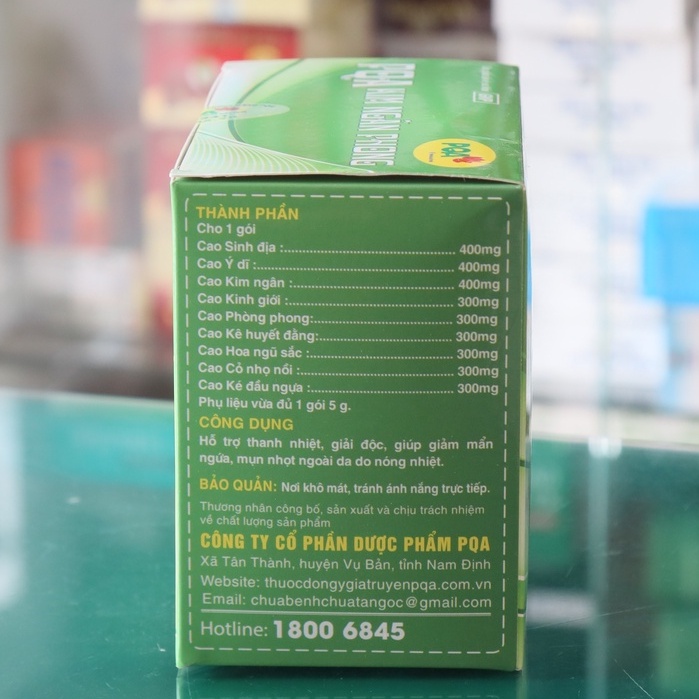 PQA Kim Ngân Phong – Hỗ trợ làm giảm mụn nhọt ngoài da do nóng nhiệt, giải độc, thanh nhiệt cơ thể (hộp 25 gói x 5g)