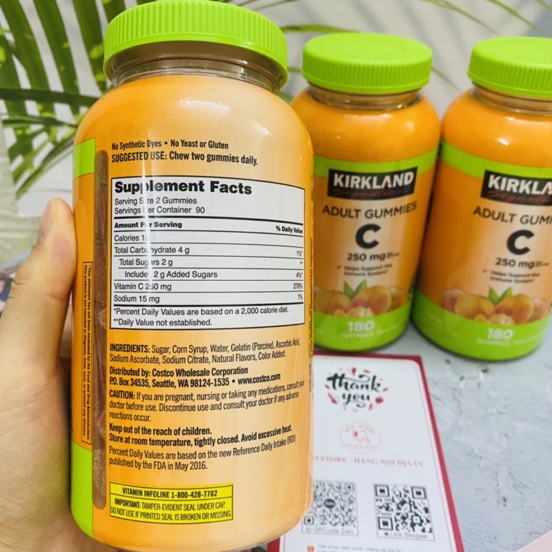 Vitamin C Kirkland 250 mg Hàng Mỹ 180 viên- bổ sung Vitamin cho bé dễ như ăn kẹo.