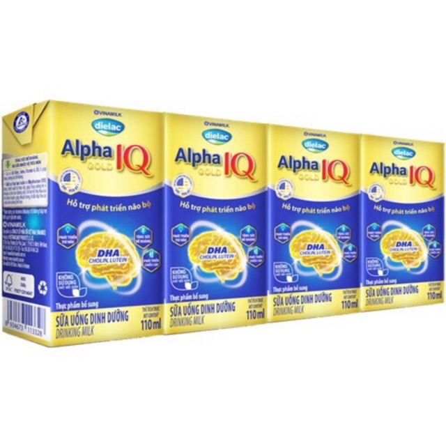 Sữa bột pha sẵn Dielac Alpha Gold IQ 180ml/ 110ml - Lốc 4 hộp