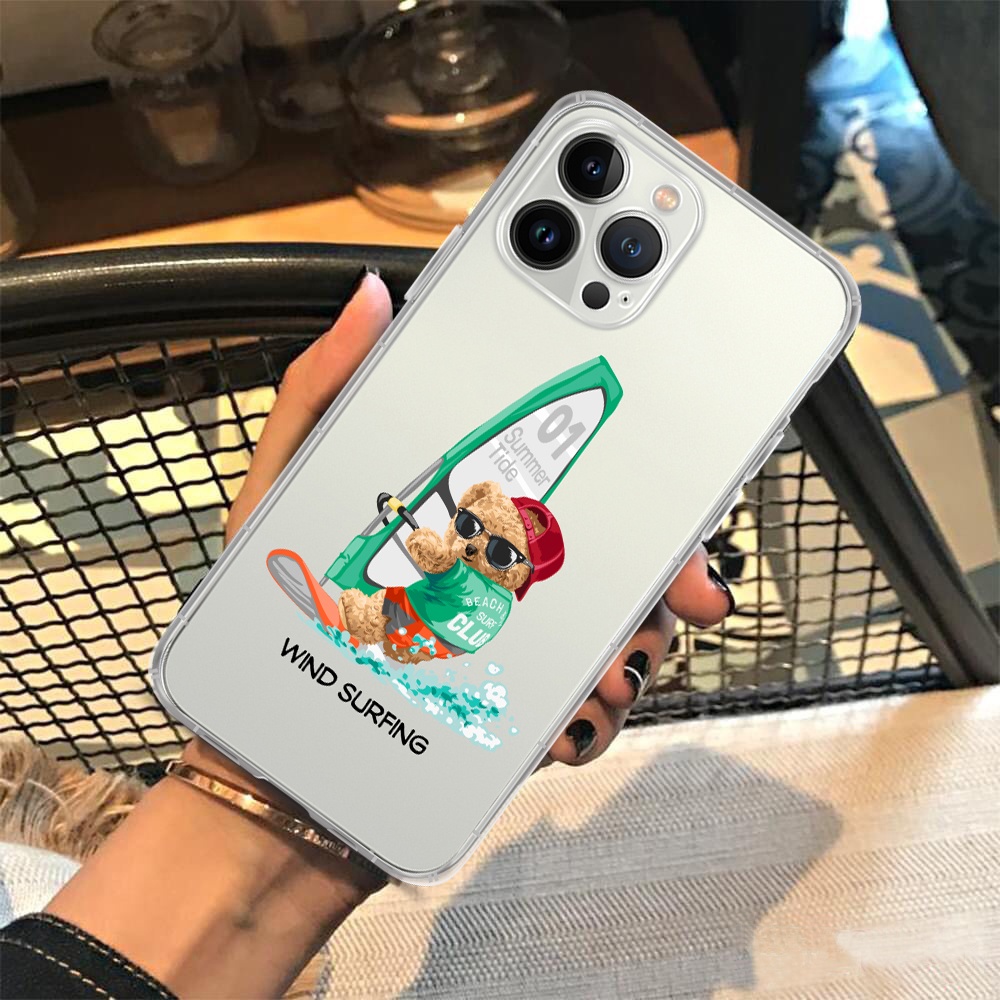 Vỏ ốp iPhone TPU dẻo trong suốt Bear Doll cho iPhone 6plus đến 13 pro max - Chinchincase
