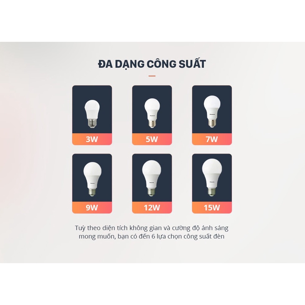 Đèn LED Bulb Panasonic A Type Công suất 6W/9W/11W/15W ánh sáng Trắng, ánh sáng Vàng
