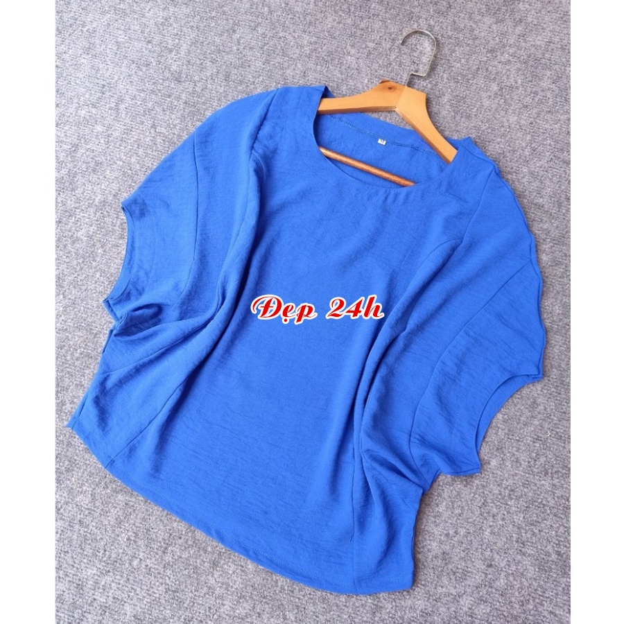 Áo kiểu nữ trung niên dáng cánh dơi Đẹp 24 giờ chất liệu Đũi mềm mát form rộng giấu bụng che khuyết điểm AKH.36