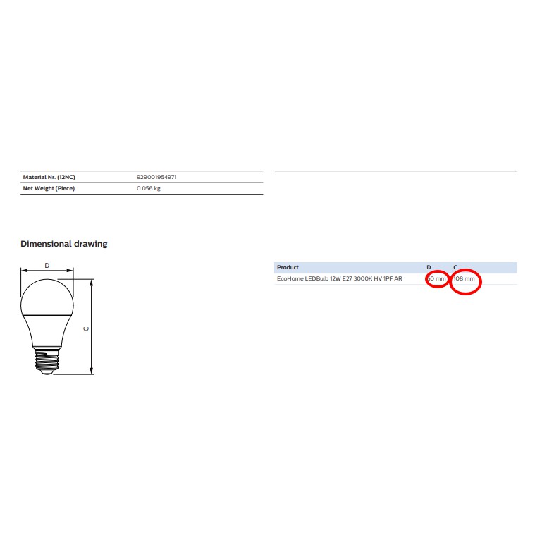 bóng đèn ecoHome led Buld 12w E27