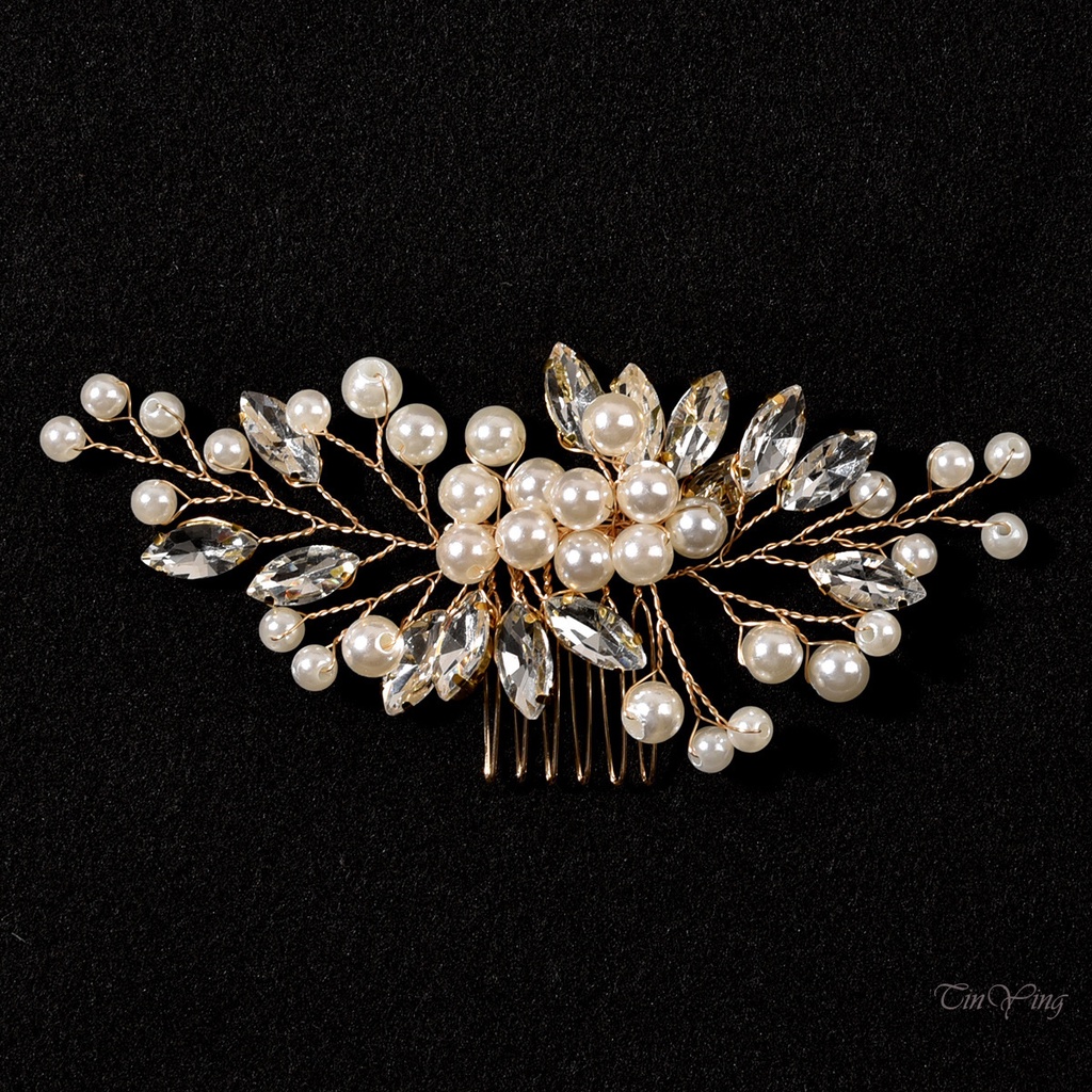 GETNOIVAS Lược Cài Tóc Đính Ngọc Trai Trắng Thời Trang Cho Nữ