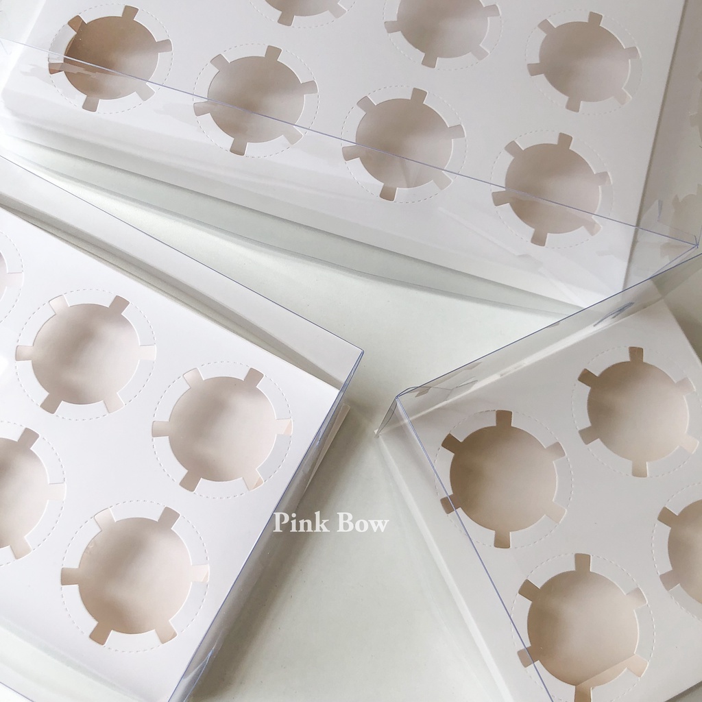 Hộp đựng bánh CUPCAKE mica trong suốt 1/2/4/6/12 ô kích thước 9cm/11cm/17cm/24cm/35cm