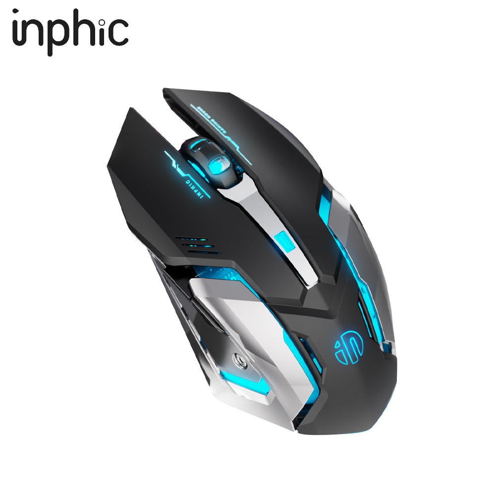 Chuột Chơi Game Wifi Có LED RGB Siêu Đẹp INPHIC M602 USB 2.4G 800-1600DPI 6 Nút Pin Sạc Tiện Dụng