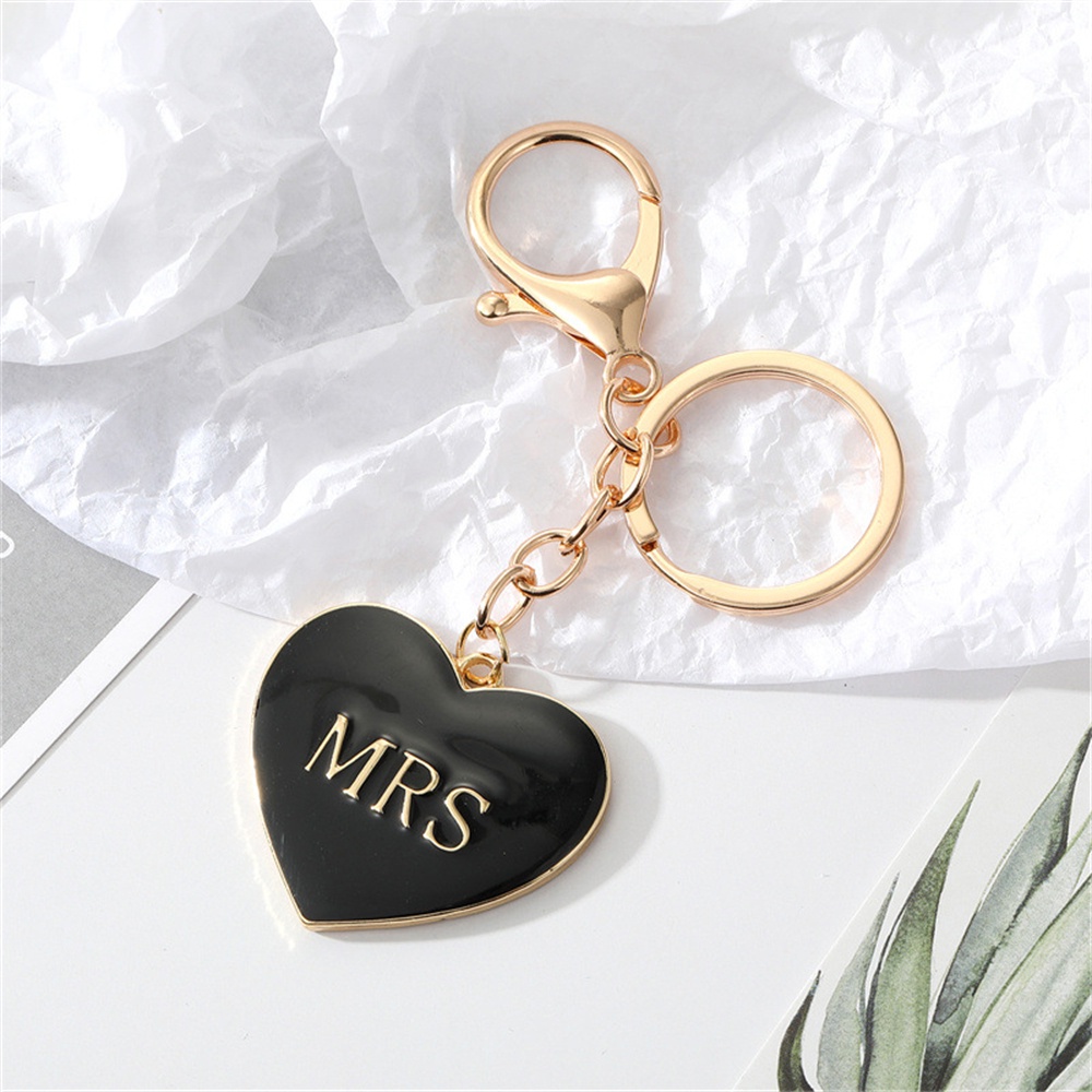 Móc Khóa Mặt Kim Loại Hình Trái Tim In Chữ Mr/Mrs