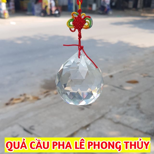 Quả cầu treo pha lê phong thủy đa giác màu trắng