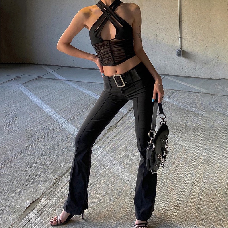 Áo crop top DUNEA hai dây xếp ly thiết kế quyến rũ thời trang cho nữ