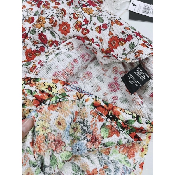 Áo biệt vai babydoll hoa nhí xuất dư xịn