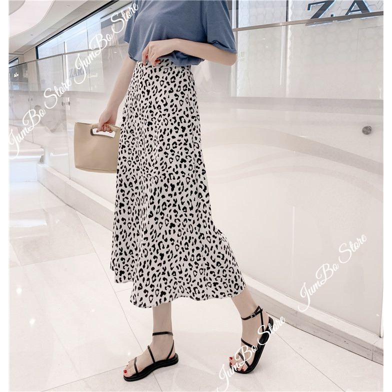 Chân váy midi cạp cao dáng dài chữ A hoạ tiết da báo - JBDP509 | BigBuy360 - bigbuy360.vn