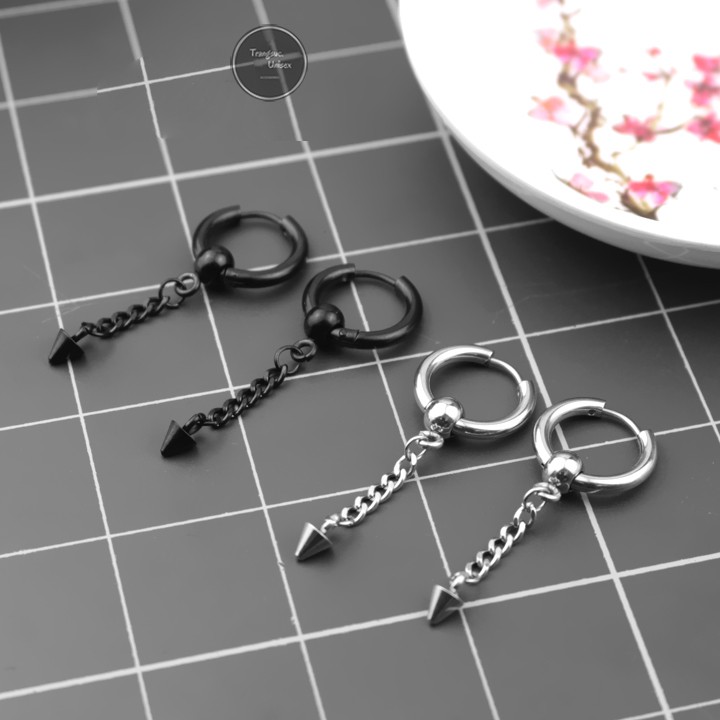 Bông tai nam nữ cá tính INOX dáng dài thời trang Hàn Quốc - 1 cặp - BT038