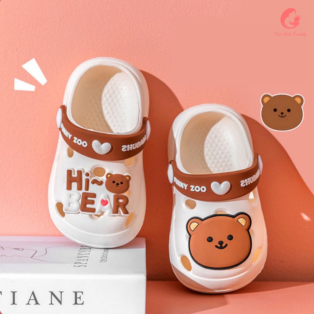 Dép sục crocs gấu cho bé trai bé gái siêu nhẹ chống trượt - Hải Anh Family