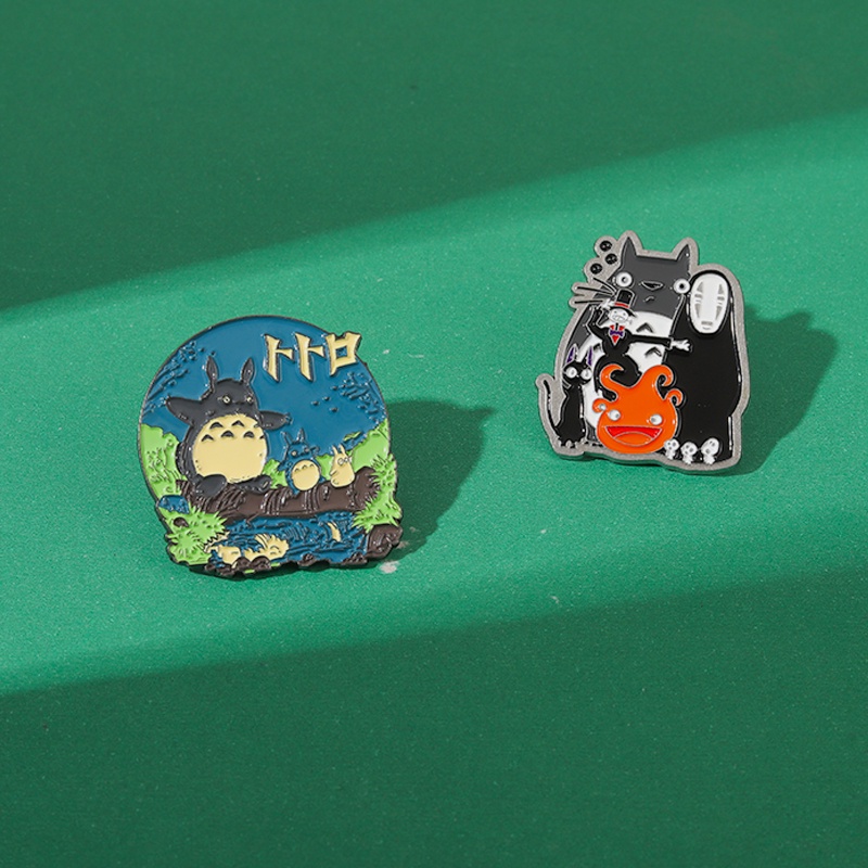 Ghim cài áo QIHE JEWELRY chủ đề anime Howl's Moving Castle/Totoro 12 kiểu tùy chọn