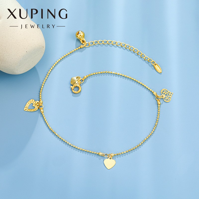 Lắc Chân Nữ Mạ Vàng 24K, Thiết Kế Họa Tiết Hình Hoa Trái Tim Trang Nhã - XPLC04