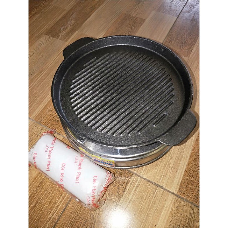 Combo chảo gang bếp inox kèm tặng 1 cây cồn khô