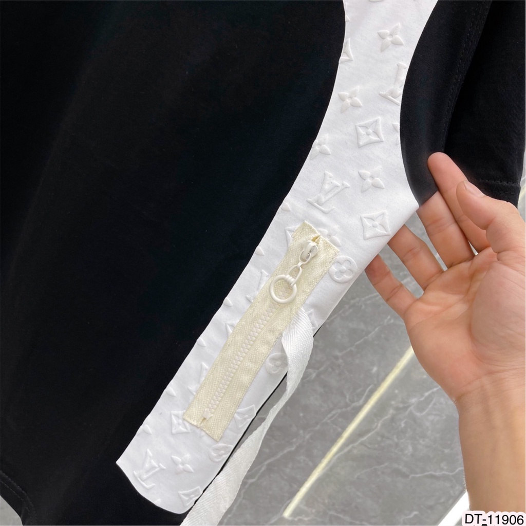 Áo Phông Nam Nữ Lv . Áo Thun Lv Phối Dây Họa Tiết Lv Dập Nổi Chất Cotton Mát Mịn Siêu Đẹp DT STORE MENWEAR
