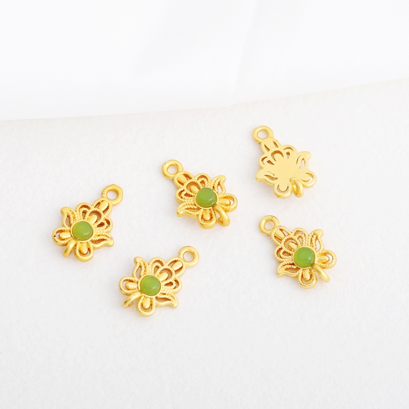 Mặt Dây Chuyền Bằng Đồng Mạ Vàng 18k Hình Hoa Sen 10 * 15mm