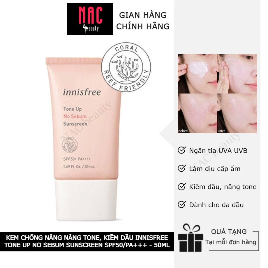 Kem Chống Nắng INNISFREE Tone - Up No Sebum Sunscreen - 50ml - NAC BEAUTY