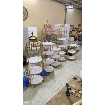 Kệ decor trang trí 4 tầng vuông tròn