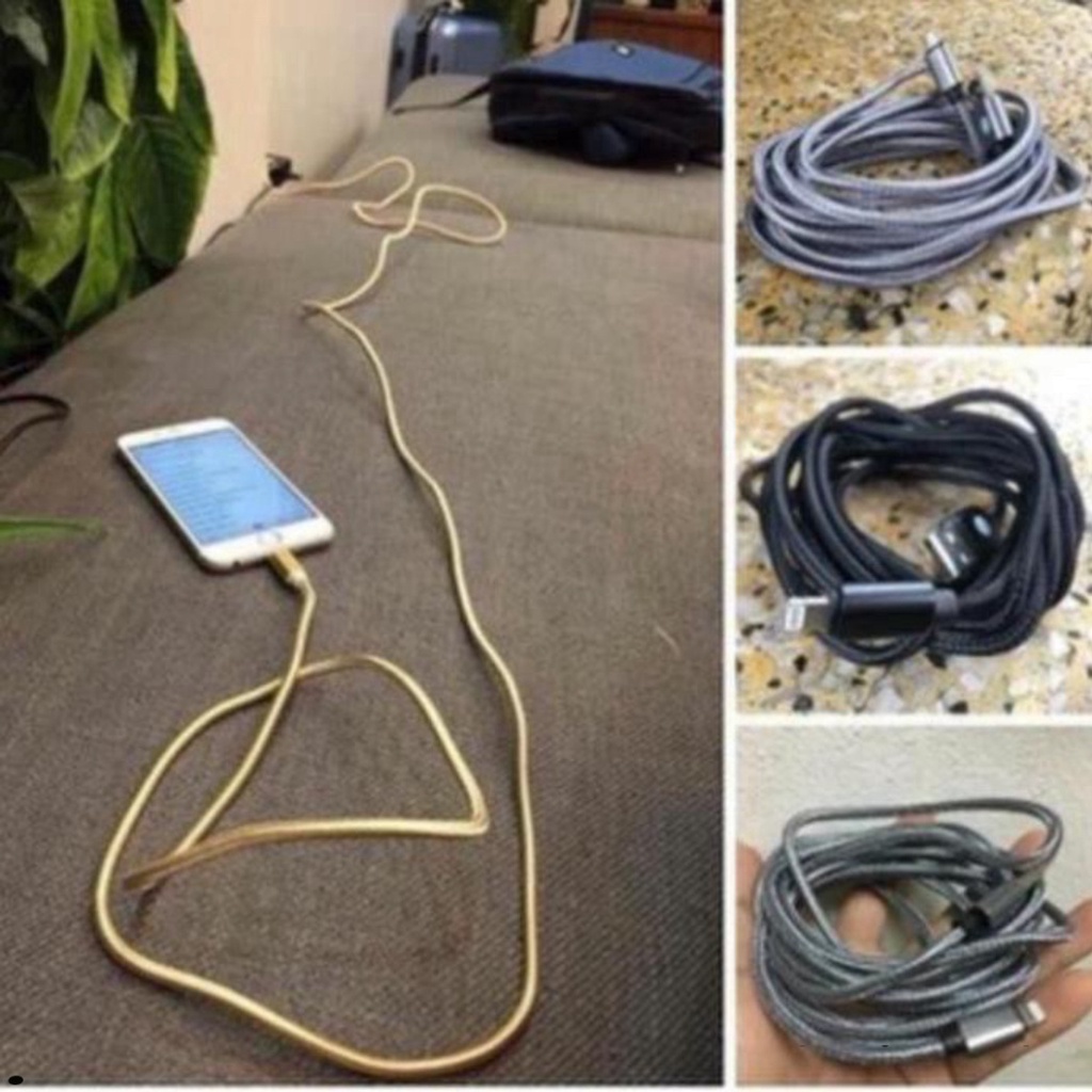 Dây Sạc IPhone, Android, Type C Dài 3M Bọc Dù