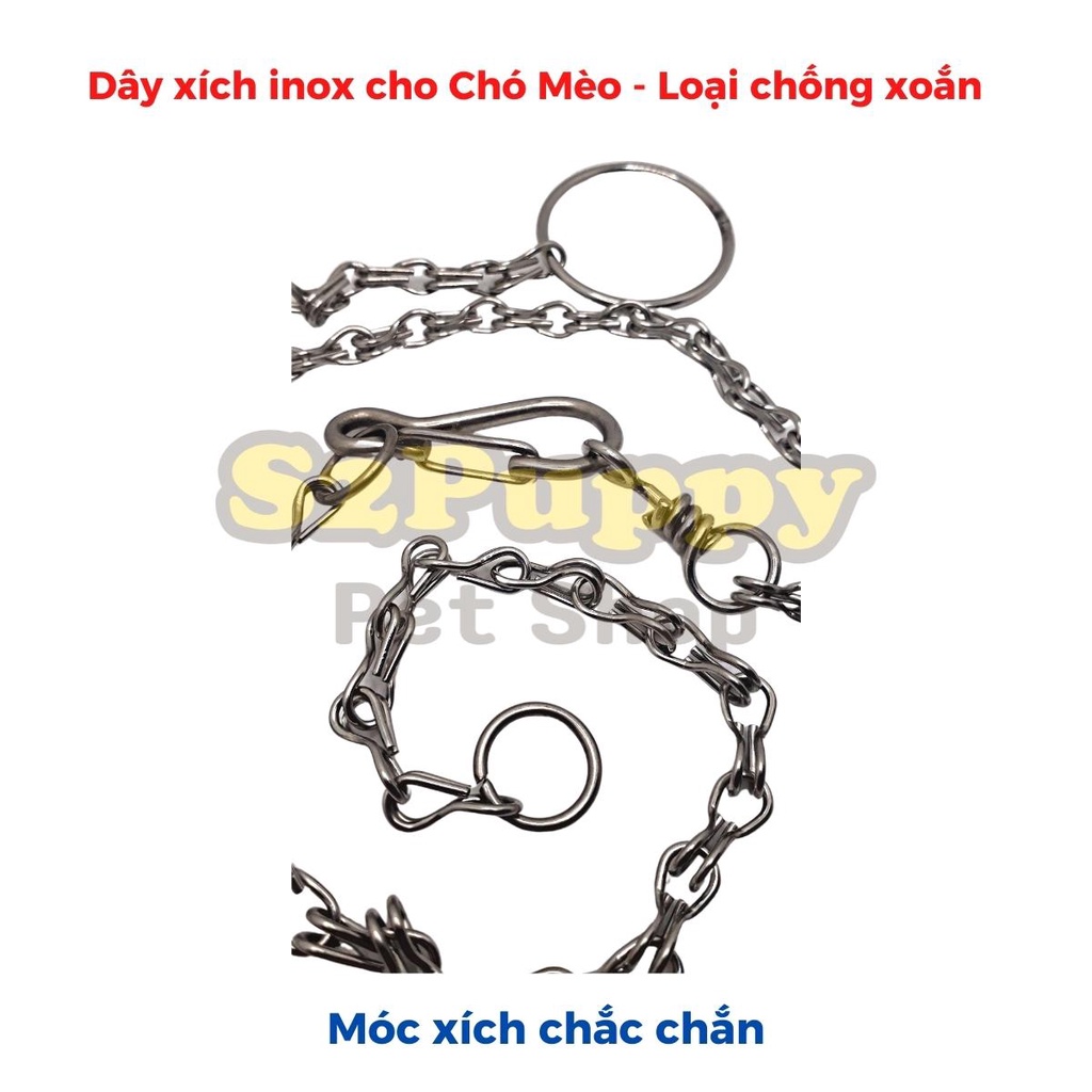 Dây xích inox cho Chó mèo không ghỉ chống xoắn - Xích chó mèo inox