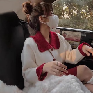 Áo Khoác Len Cúc Tim Cực Xinh Phối Màu Cực Xinh