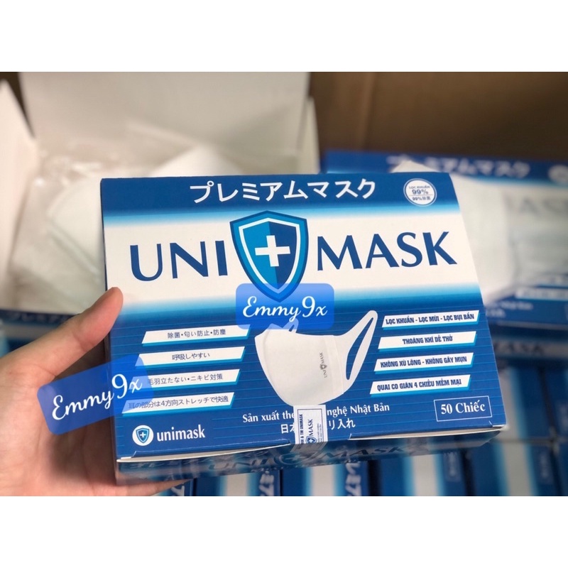 Khẩu trang 3D Unimask/YUMI  công nghệ Nhật Bản . Hộp 50 cái