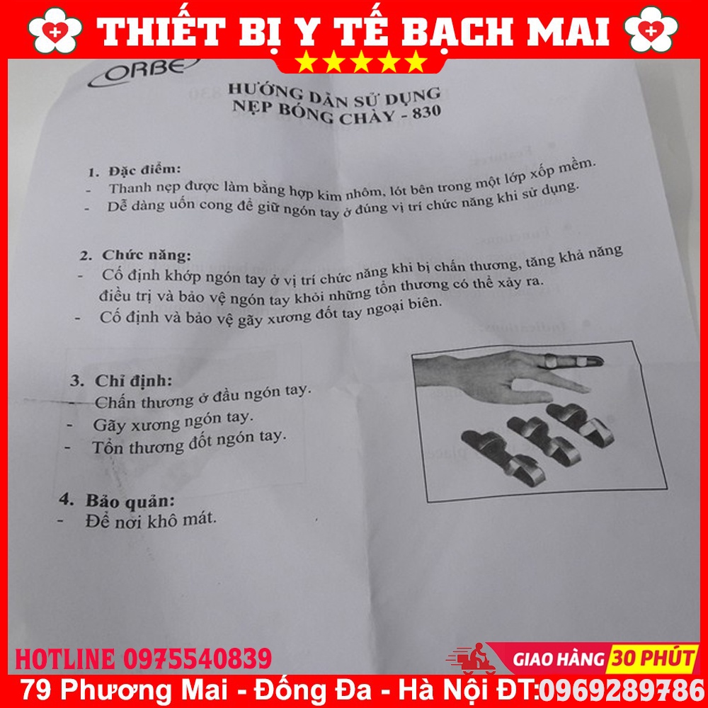 Nẹp Bóng Chày Orbe - Cố định ngón tay bị thương, di tật, gãy xương - chính hãng Orbe