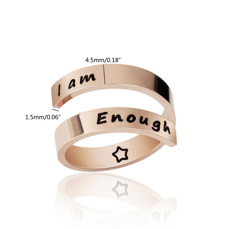 Nhẫn Trang Sức Khắc Chữ I am Enough Thời Trang
