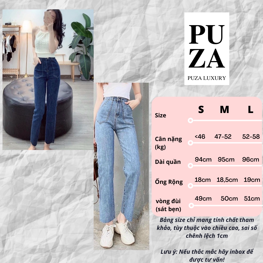 Quần jean nữ ống đứng,quần jean nữ lưng cao ống đứng co dãn 4 chiều.( tôn dáng) | BigBuy360 - bigbuy360.vn