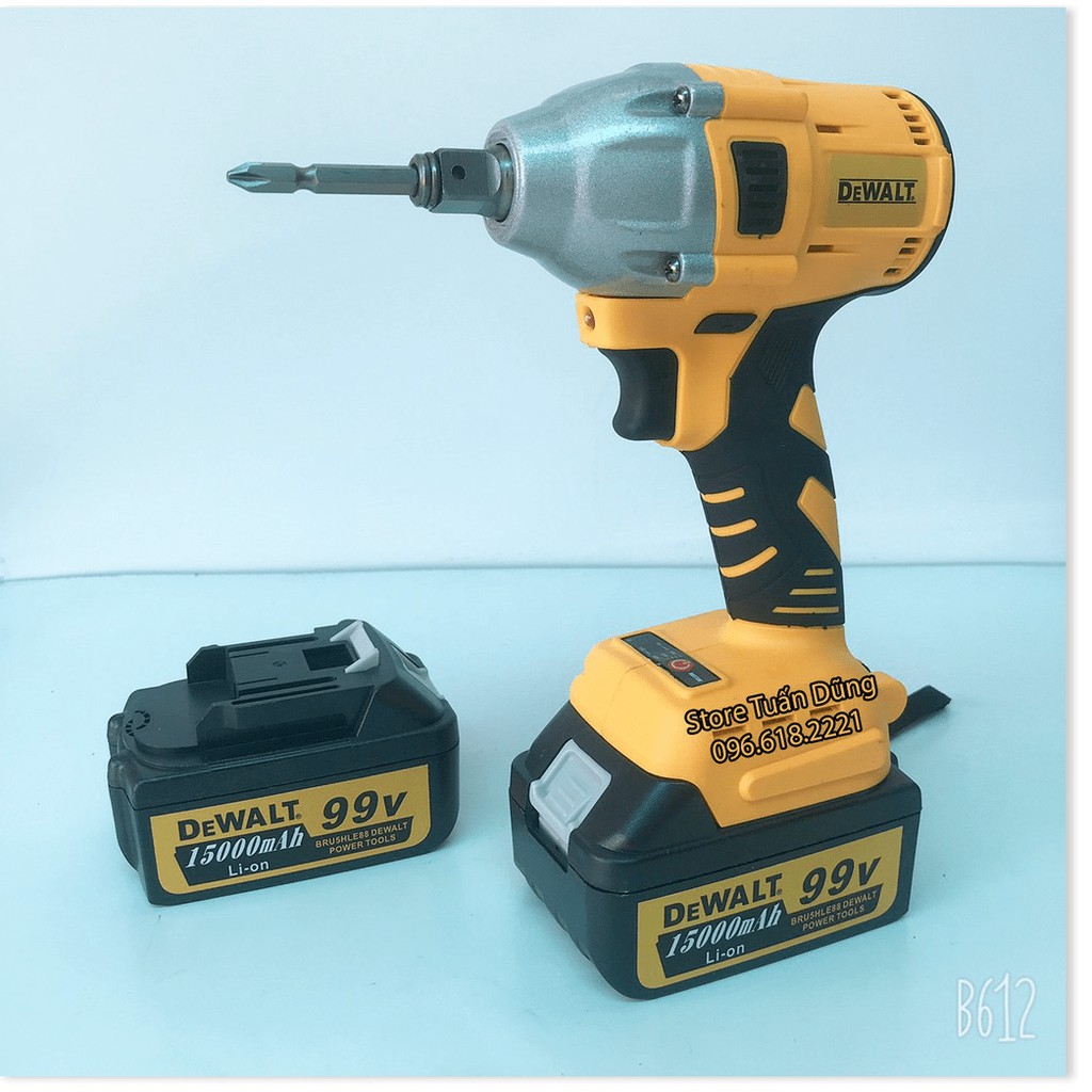 Siết bulong DEWALT 99V 2 pin không chổi than 100% đồng - Máy xiết Bu Lông TẶNG Full phụ kiện