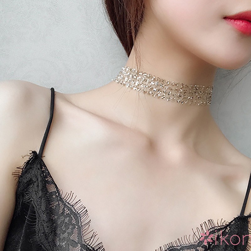 Dây chuyền dạng lưới đính hạt lấp lánh