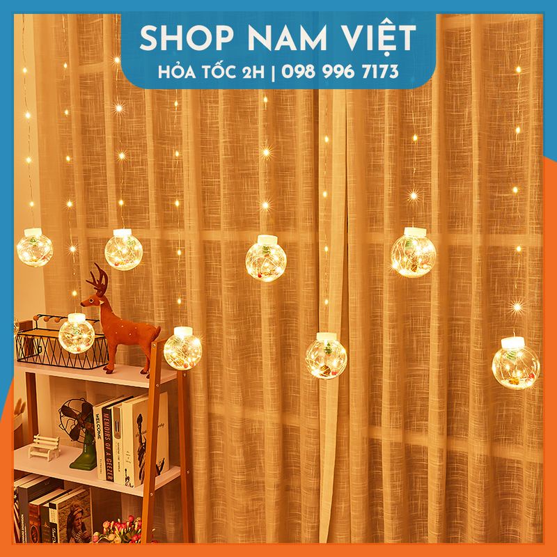 Dây Led Rèm Quả Cầu Tuyết Trang Trí Giáng Sinh, Noel