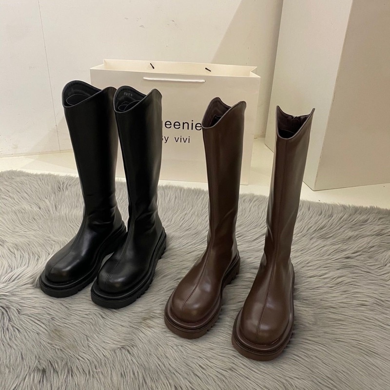GIÀY BOOT NỮ ULZZANG BỐT ĐÙI CAO CỔ VẠT CHÉO VÁT CÓ KHOÁ SAU - S179