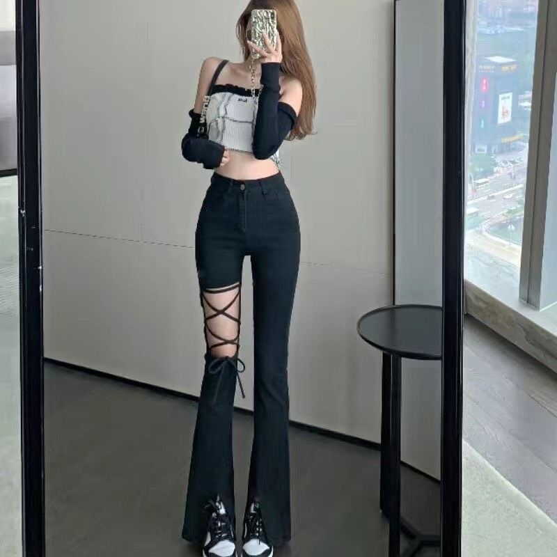 Quần Jean ống loe hack dáng siêu cá tính