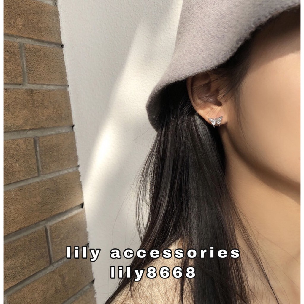 khuyên tai và kẹp tai không cần xỏ lỗ hình bướm đính kim