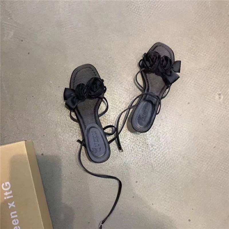 Sandal quai nơ ngang gót nhú fullbox hàng quảng châu cao cấp