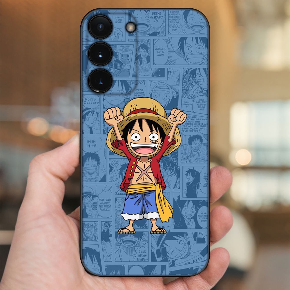 Ốp lưng Samsung S21, S21 Plus, S21 FE, S22, S22 Plus viền đen in hình Luffy One Piece