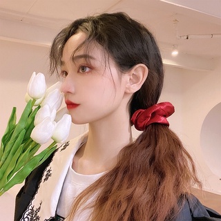 Scrunchies Dây Cột Tóc Vải Lụa Mịn Phi Bóng Ánh Kim