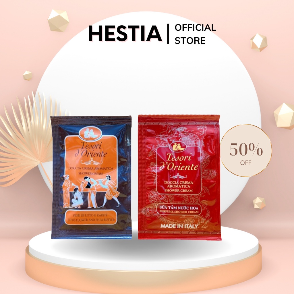 Sữa tắm nước hoa tesori trắng da 6ML gói dùng thử Tesori D’Oriente chính hãng chăm sóc sắc đẹp Hestia