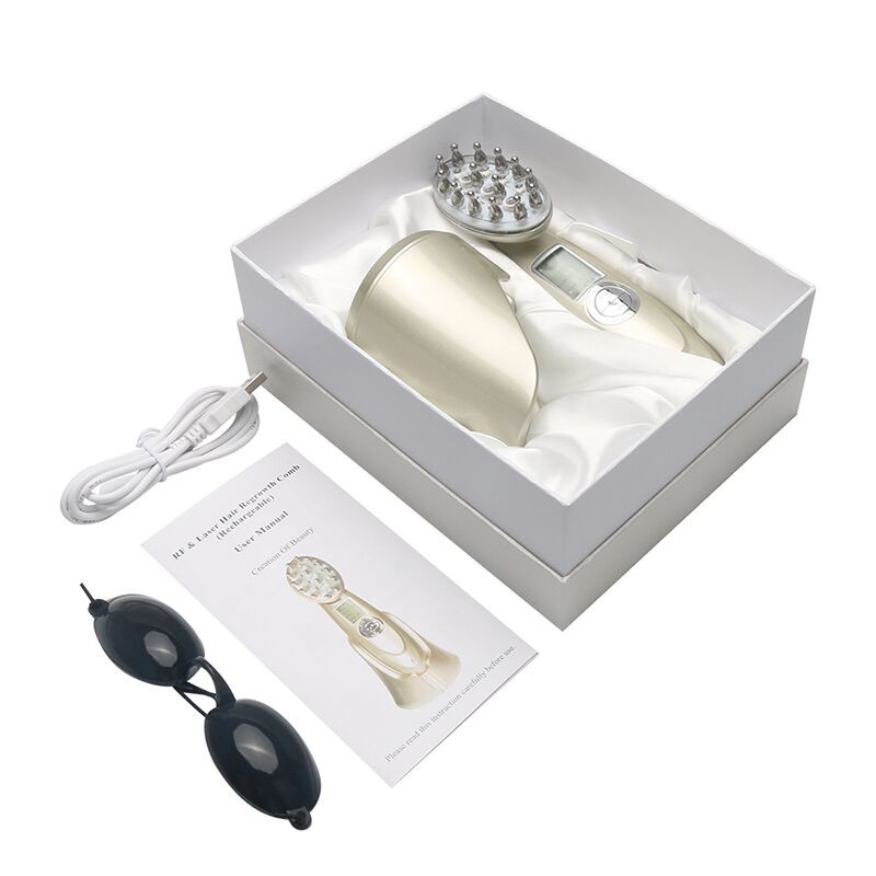 Lược Massage Kích Thích Mọc Tóc Bằng Tia Laser Hồng Ngoại RF Ánh Sáng Đỏ EMS Chống Rụng Tóc