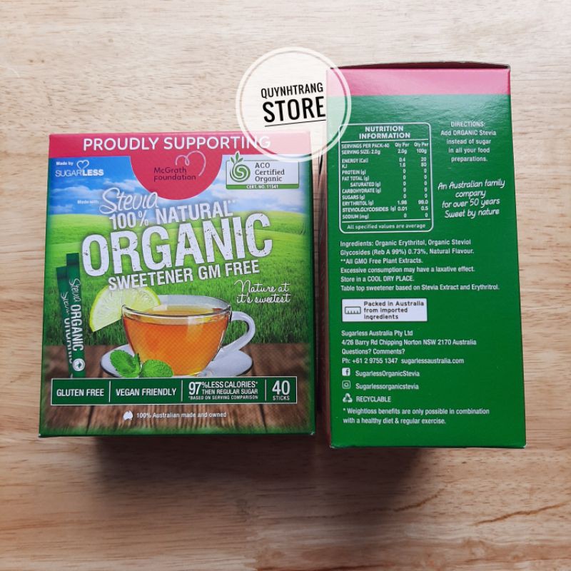  Đường cỏ ngọt hữu cơ Úc - Sugarless stevia organic lon 350g