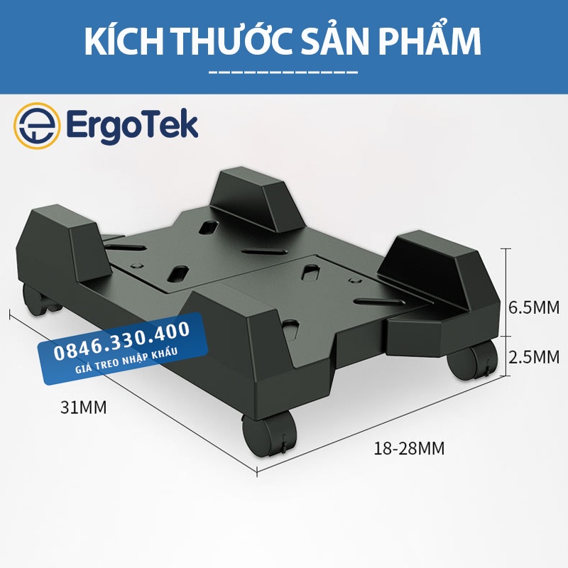 Giá Đỡ Máy Tính Để Bàn - Case PC / ErgoTek EP6 - Chân Đế Để Máy Tính PC - Có Bánh Xe Di Chuyển - Xoay 360 Độ