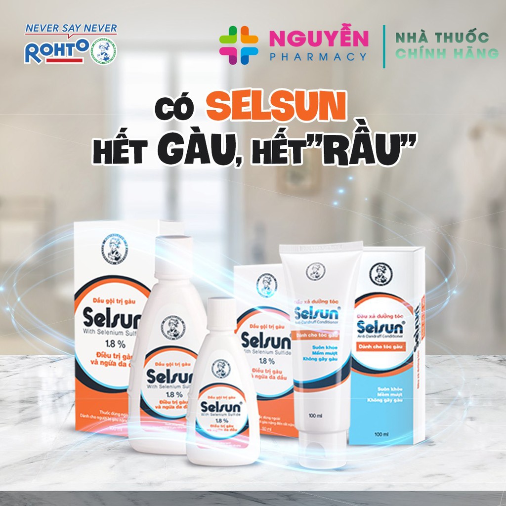 Bộ sản phẩm chống gàu Selsun (Dầu gội chống gàu Selsun 100ml+Dầu xã dưỡng tóc Selsun 100ml)