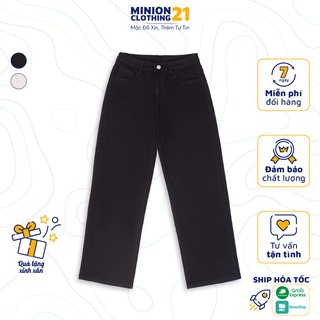 Quần culottes jeans MINION CLOTHING lưng cạp cao bò dáng lửng nữ Ulzzang Streetwear chất jean mềm mại dày dặn Q1101