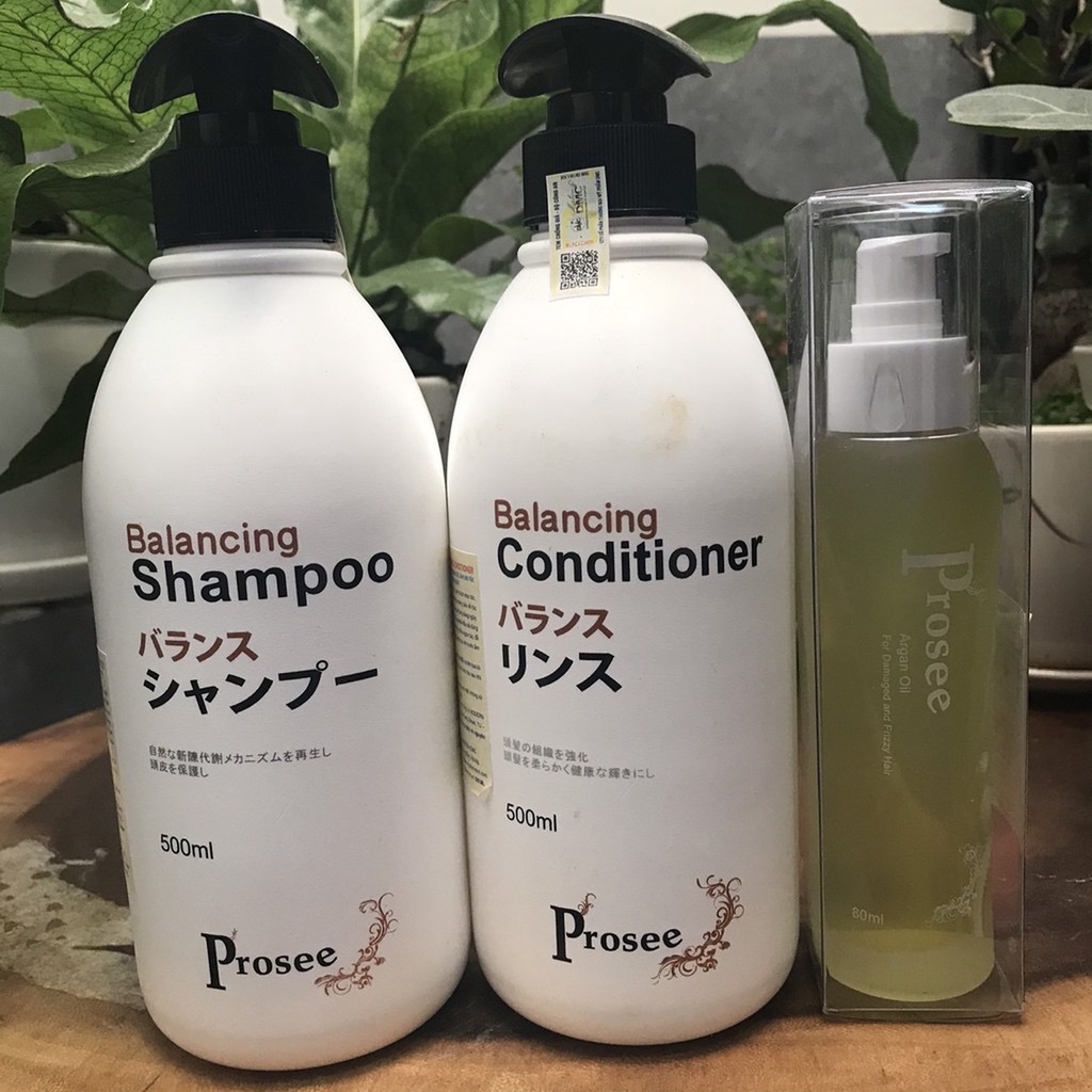 Dầu gội + Dầu xả, Tinh dầu dành cho tóc gàu chống dầu, chống rụng tóc Prosee Balancing Shampoo 500ml