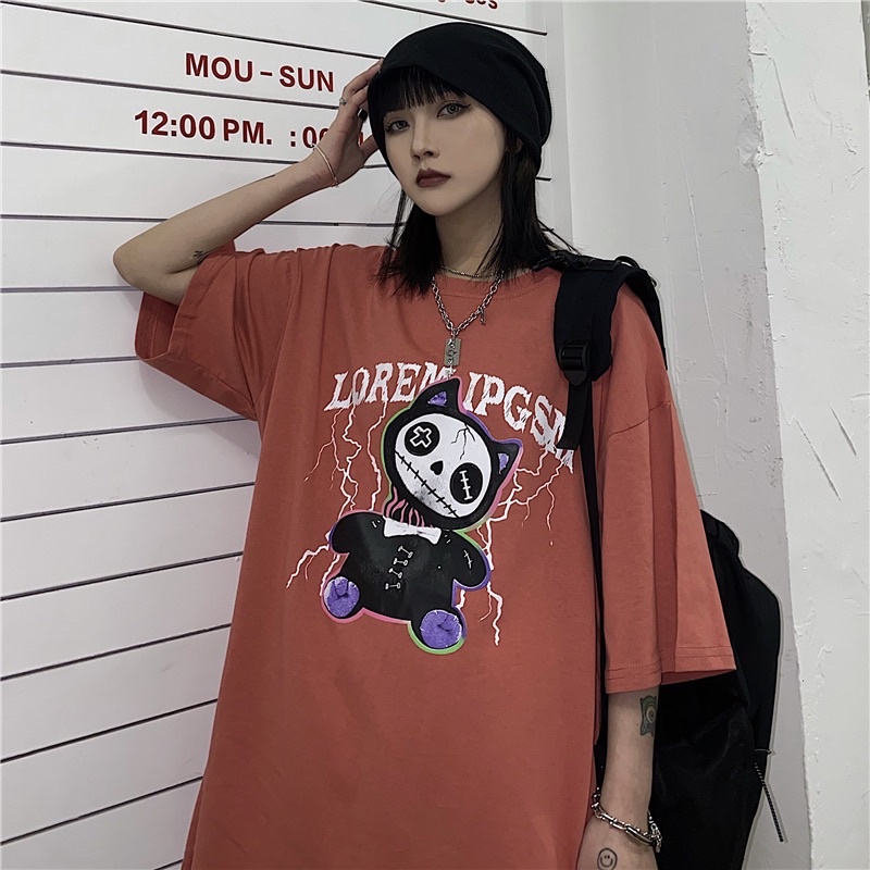 Áo thun tay lỡ nam nữ, áo phông form rộng shopcossi chất cotton in hình LORE